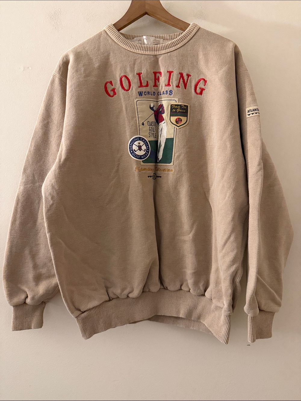 SD GOLFING World Class Beige Crewneck Sweatshirt made in Canada
